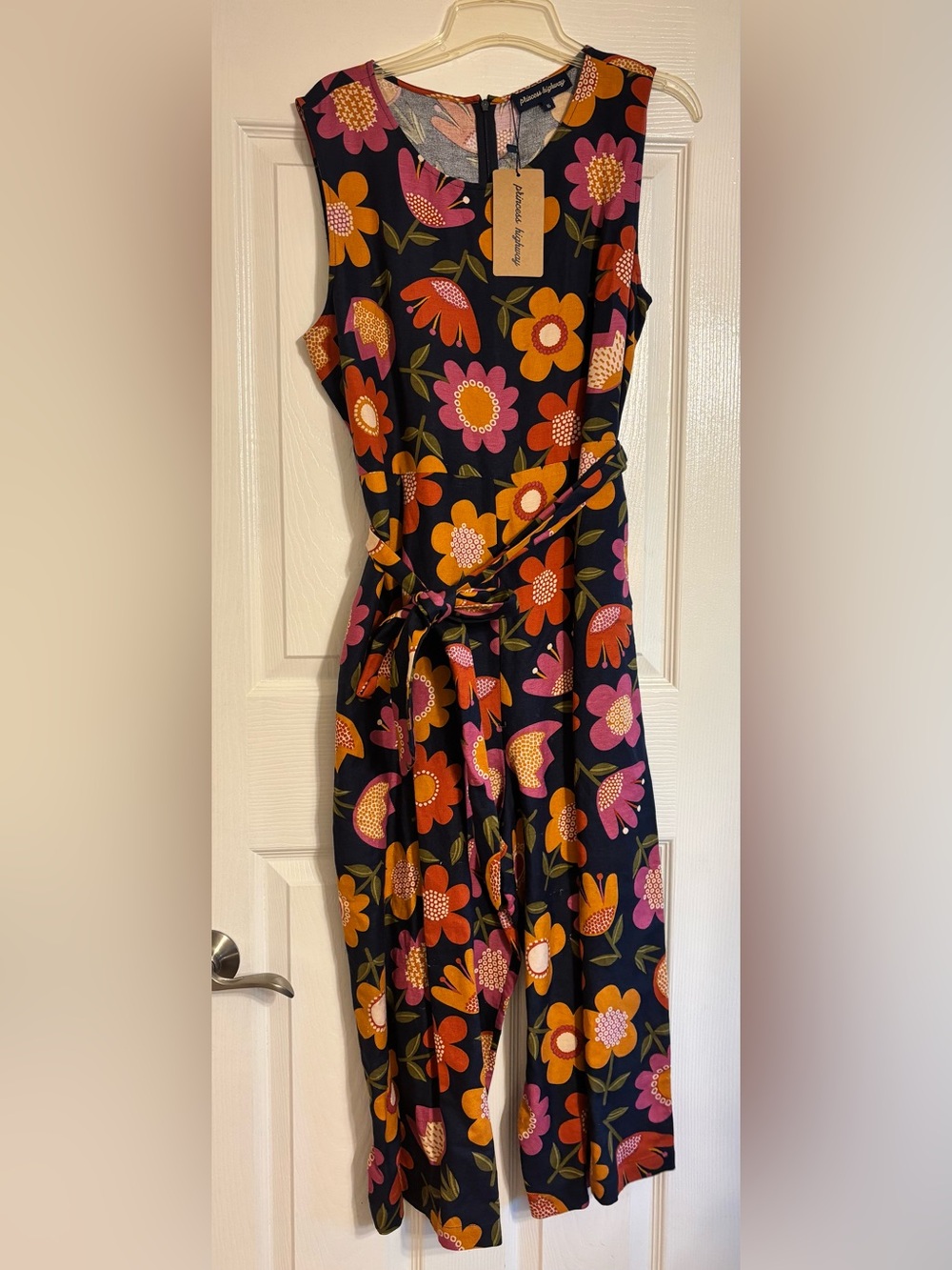 Princess Highway Navy Jumpsuit with Pink & Orange Floral Print